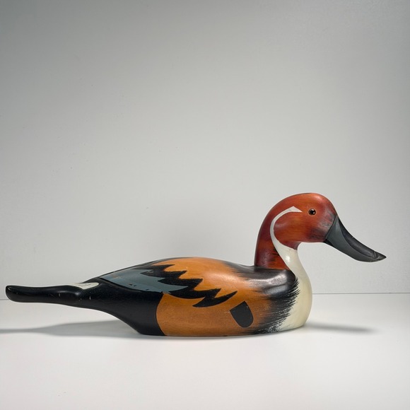 Hand Carved and Painted Wooden Duck Decoy Art Deco Hunting Vintage Heritage